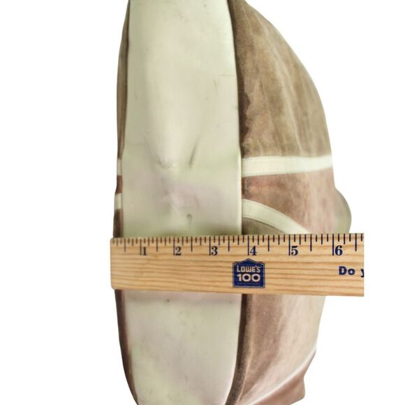 EXTRA LARGE VINTAGE BROWN BEIGE GENUINE LEATHER SUEDE SHOULDER BAG PURSE TOTE - Picture 7 of 10